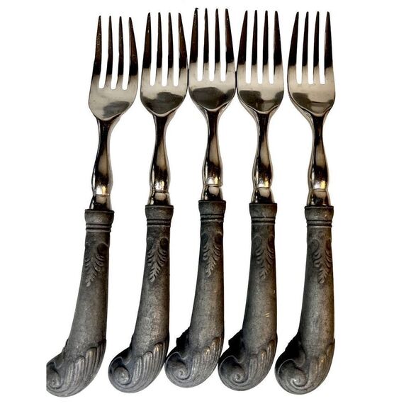 Set of 5 Place Settings RWP Wilton Armetale Bishop Pewter Stainless Flatware - Picture 4 of 16